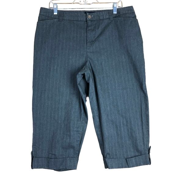 Sonoma Womens Pants Gray Capris Cropped Striped Cuffed High Rise Stretch 16 - Picture 1 of 11